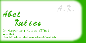 abel kulics business card